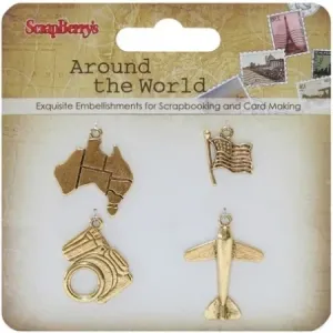 Zestaw Zawieszek Charms ScrapBerry's Around the World, 4szt